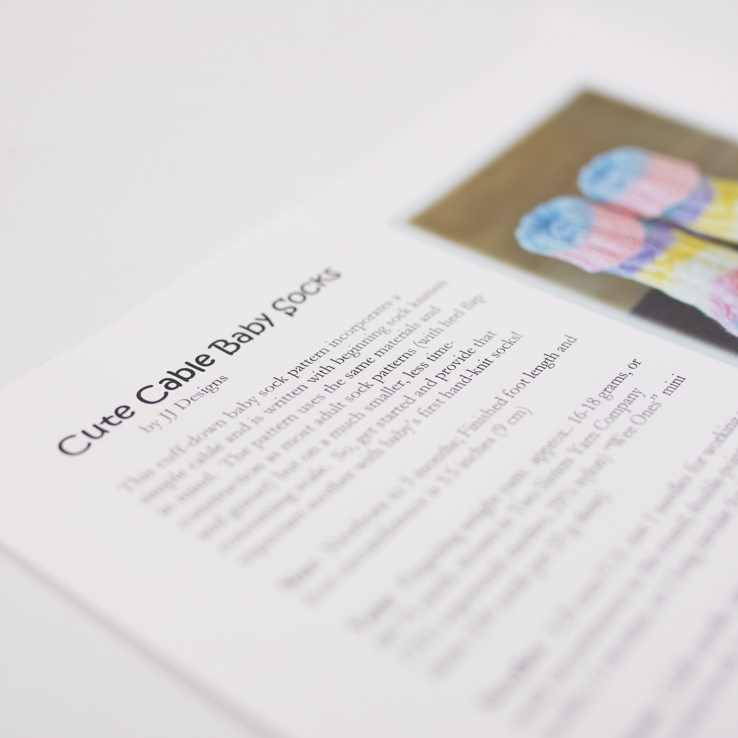Cute Cable Baby Socks Pattern